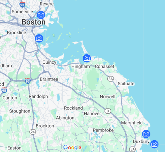 Map showing the location of five Chronolog sites.